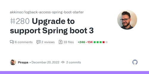 Image: Pull Request #280 Upgrade to support Spring boot 3 by Pirayya